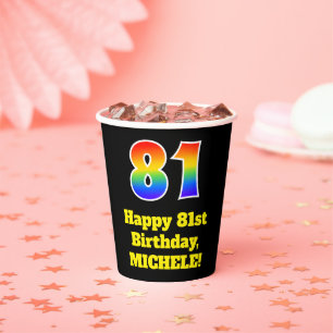 81. Geburtstag: Farbenfroh, Spaß, Spannung, Regenb Pappbecher