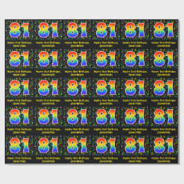 81. Geburtstag: Farbige Musiksymbole, Regenbogen 8 Geschenkpapier