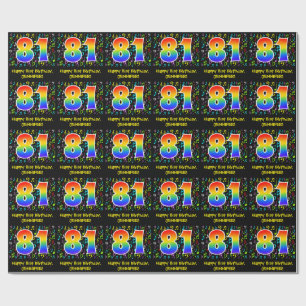 81. Geburtstag: Farbige Musiksymbole, Regenbogen 8 Geschenkpapier