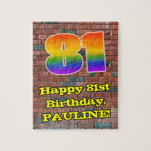 81. Geburtstag: Fun Graffiti-Inspiriert Regenbogen Puzzle