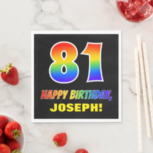 81. Geburtstag: kühl, Spaß, einfach, Regenbogen Serviette