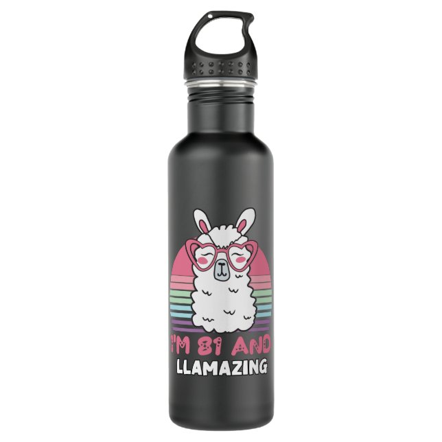 81. Geburtstag Llamazing Llama 81 Jahre alt Geburt Edelstahlflasche (Vorderseite)