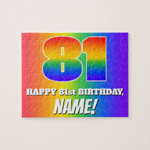 81. Geburtstag — mehrfarbiges Regenbogenmuster "81 Puzzle