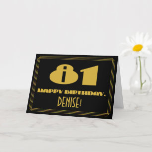 81. Geburtstag: Name + Art Deco inspirierter Look  Karte