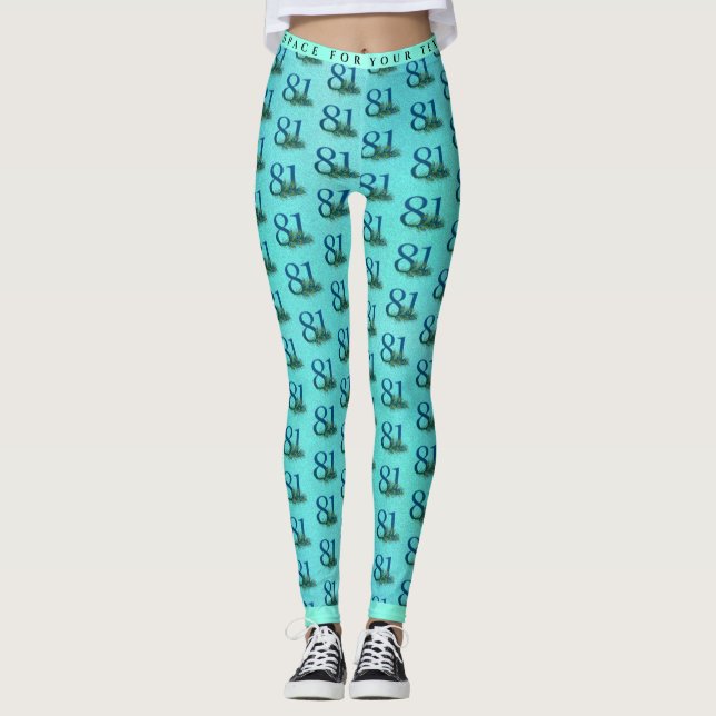 81. Geburtstag oder Jubiläum Pfauenmuster Leggings (Vorderseite)