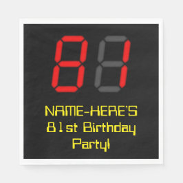 81. Geburtstag: Red Digital Clock Style "81" + Nam Serviette