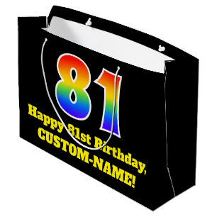 81. Geburtstag ~ Spaß, bunt, lebhaft, Regenbogen 8 Große Geschenktüte