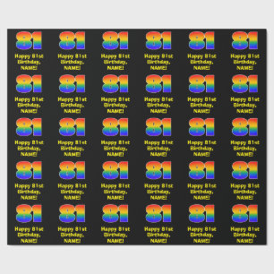 81. Geburtstag: Spaß, farbenfroher Regenbogen Insp Geschenkpapier