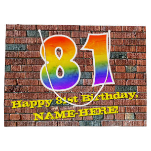 81. Geburtstag: Spaß, Graffiti-Inspiriert Regenbog Große Geschenktüte