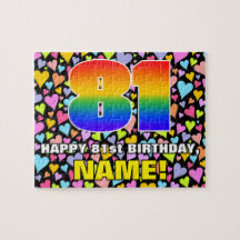 81. Geburtstag — Spaß, Liebende Herzformen + "81"
