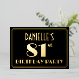 81. Geburtstagsparty: Art Deco Look "81", w/ Name Folieneinladung