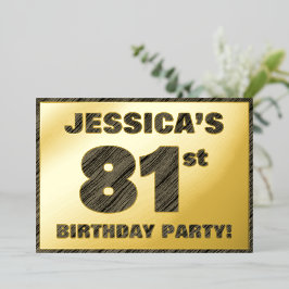 81. Geburtstagsparty — Bold, Imitate Holzkörner Te Folieneinladung