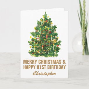 81. Glücklicher Geburtstag und frohe Weihnachtsbau Karte