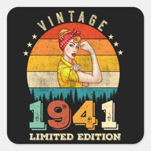81 Jahre alte Frauen Tag 1941 Vintag 81. Geburtsta Quadratischer Aufkleber