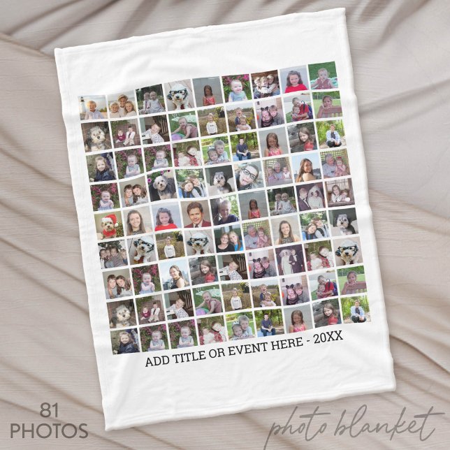 81 Quadratisches Fotocollagen-Raster - Benutzerdef Fleecedecke (Custom Photo Blankets)