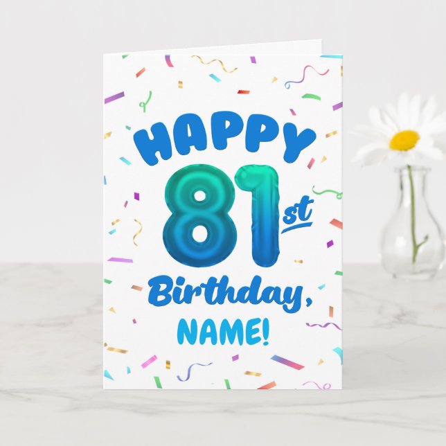 81st Balloon Number Custom Name Birthday Card Karte (Kleine Pflanze)