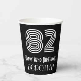 82. Geburtstag — Art Deco Inspiriert Look "82" + N Pappbecher