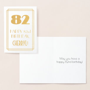 82. Geburtstag: Art Deco Inspiriert Look "82" & Na Folienkarte