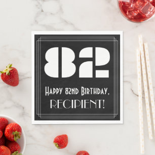 82. Geburtstag: Art Deco inspiriertes Aussehen "82 Serviette