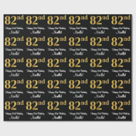 82. Geburtstag: Elegante Luxuriöse Imitate Gold Lo Geschenkpapier