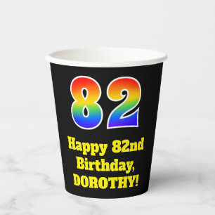 82. Geburtstag: Farbenfroh, Spaß, Spannung, Regenb Pappbecher