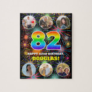 82. Geburtstag: Fun Rainbow #, Individuelle Name + Puzzle