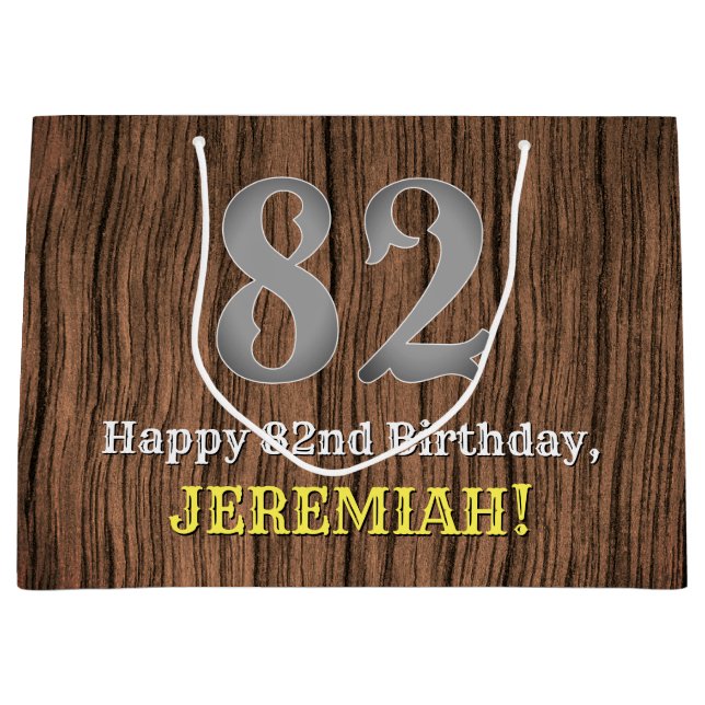 82. Geburtstag: Inspirierter Country Western Look, Große Geschenktüte (Vorderseite)