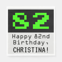 82. Geburtstag - Nerdy / Geeky Style "82" & Name Serviette