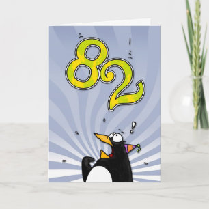 82. Geburtstag - Pinguin-Überraschungs-Karte Karte