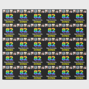 82. Geburtstag: Regenbogen "82"; benutzerdefiniert Geschenkpapier