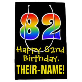 82. Geburtstag: Spaß, kühl, farbig, Regenbogen "82 Mittlere Geschenktüte