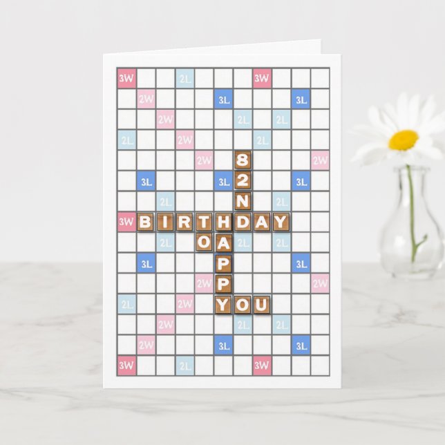 82. Geburtstag, Word Game Board Karte (Kleine Pflanze)