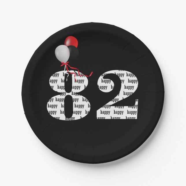 82. Geburtstagsballons Pappteller (Vorderseite)