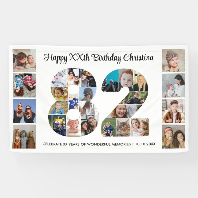 82. Geburtstagsfeier Nummer 82 Fotocollage Banner (Horizontal)