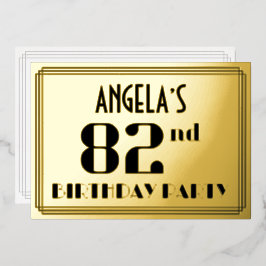 82. Geburtstagsparty: Art Deco Look "82" und Name Folieneinladung