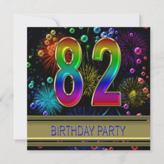 82. Geburtstagsparty Einladung mit Blasen