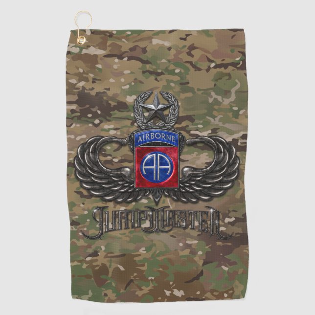 82. Im Flugzeug Jumpmaster-Camouflage Golfhandtuch (Vorderseite)