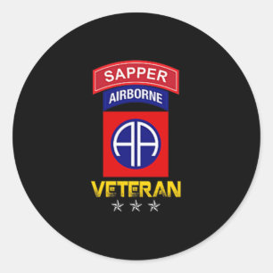 82. Im Flugzeug Shirt - 82. Im Flugzeug Sapper Vet Runder Aufkleber