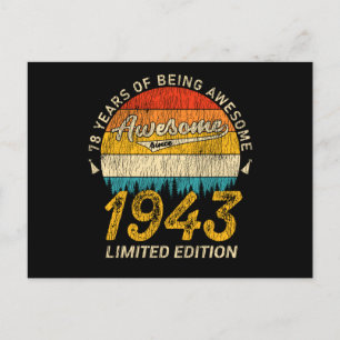 82 Jahre Alt 1943 Retro Awesome 82. Geburtstagsges Postkarte
