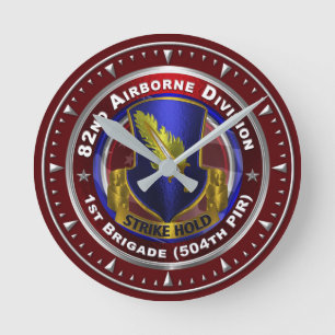 82. Luftlandedivision 504. PIR Runde Wanduhr