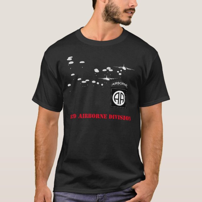 82. Luftlandedivision schwarzes T-Shirt (Vorderseite)