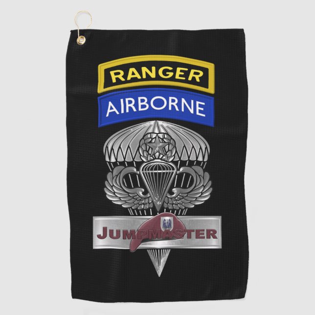 82nd Airborne Division Airborne Ranger Jumpmaster Golfhandtuch (Vorderseite)