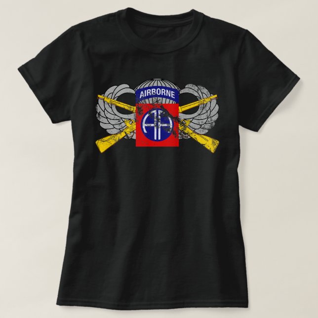82nd Airborne Infantry Rifles and Parachutist Wing T-Shirt (Design vorne)