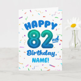 82nd Balloon Number Custom Name Birthday Card Karte