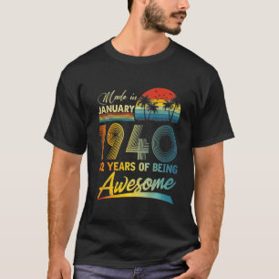 82Nd Geburtstagsgeschenk Vintag Retro Januar 1940 T-Shirt