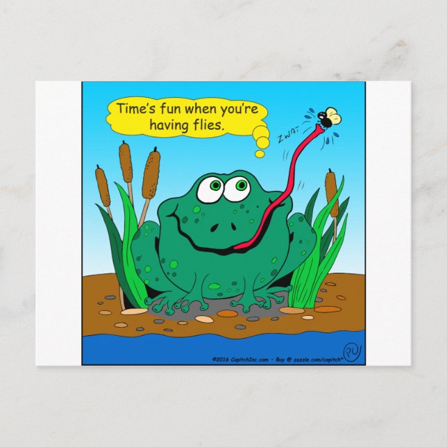 833 Fliegen Cartoon Postkarte (Vorderseite)