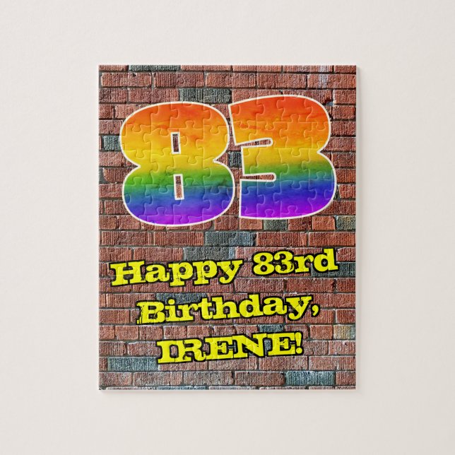 83. Geburtstag: Fun Graffiti-Inspiriert Regenbogen Puzzle (Vertikal)