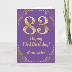 83. Geburtstag Lila und Gold Glitzer Frame Karte