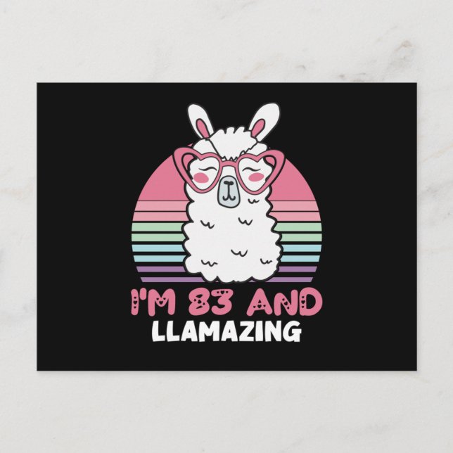 83. Geburtstag Llamazing Llama 83 Jahre alt Geburt Postkarte (Vorderseite)
