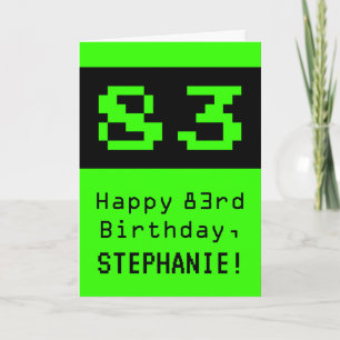 83. Geburtstag: Nerdy / Geeky Style "83" und Name Karte